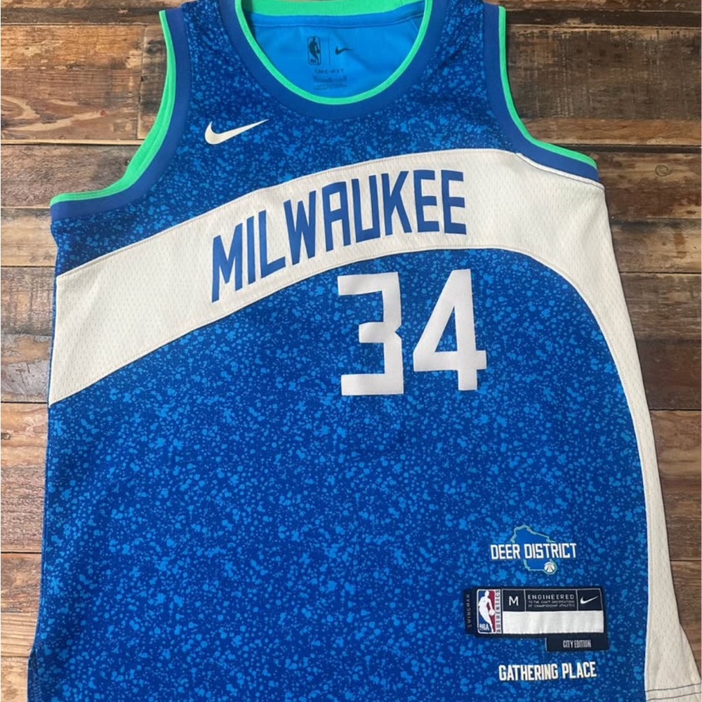Nike Blue and White Milwaukee Kids Jersey